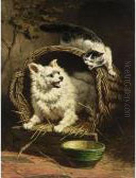 The Quarrel Oil Painting by Henriette Ronner-Knip