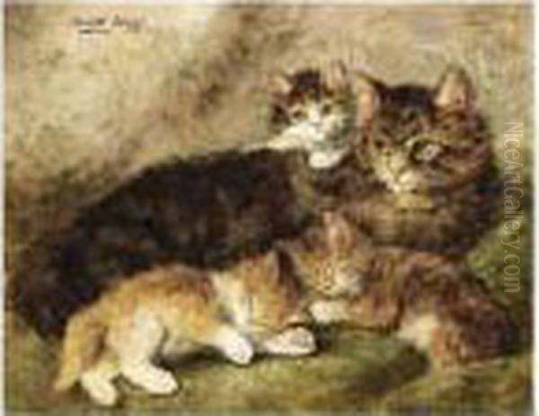 Motherly Love Oil Painting by Henriette Ronner-Knip