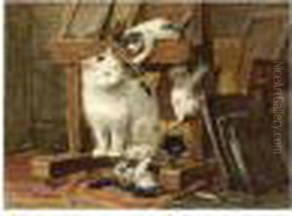 In The Studio Oil Painting by Henriette Ronner-Knip