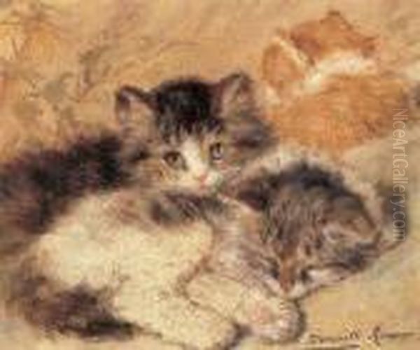 Kittens Oil Painting by Henriette Ronner-Knip