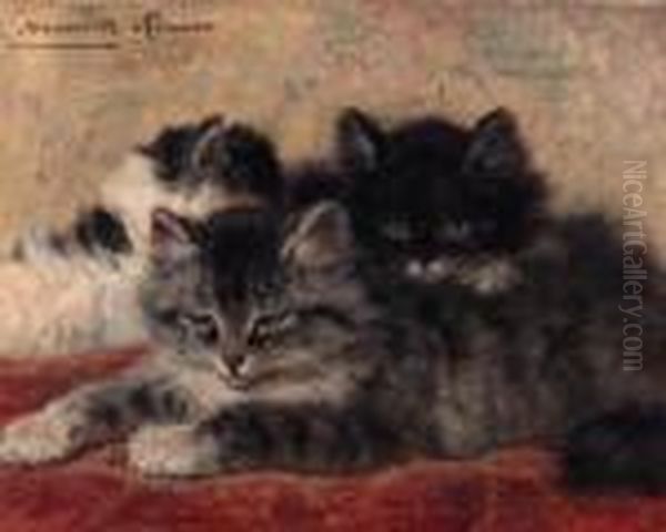 Kittens Oil Painting by Henriette Ronner-Knip