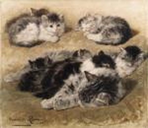 A Study Of Cats Oil Painting by Henriette Ronner-Knip