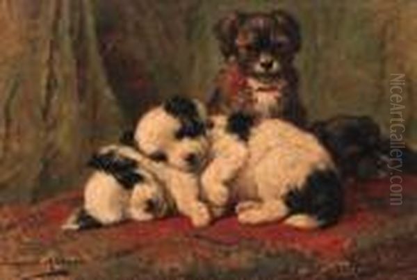 The Watchful One Oil Painting by Henriette Ronner-Knip