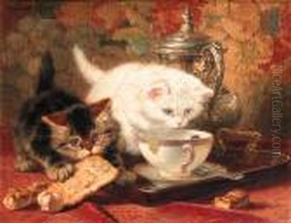 High Tea Oil Painting by Henriette Ronner-Knip