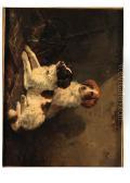 Two Spaniels Waiting For The Hunt Oil Painting by Henriette Ronner-Knip