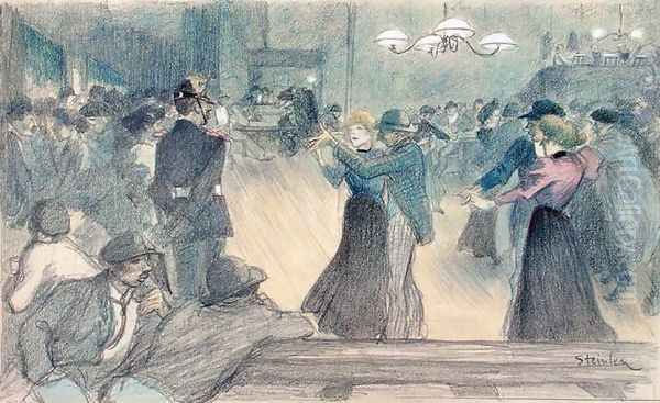 Ball in a Paris Suburb, c.1892 Oil Painting by Theophile Alexandre Steinlen