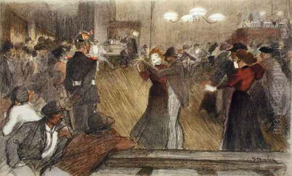 Local Dance, from LEstampe Moderne, published Paris 1897-99 Oil Painting by Theophile Alexandre Steinlen