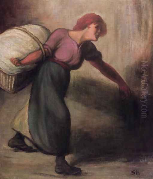 The Laundress, 1894 Oil Painting by Theophile Alexandre Steinlen