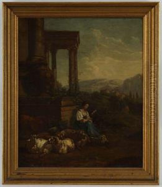 Bergere Dans Les Ruines Oil Painting by Johan Heinrich Roos