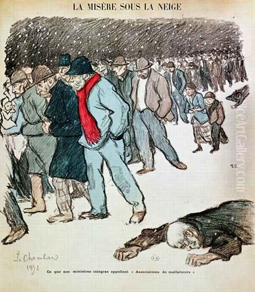 The Misery of Workers and the Unemployed in the Snow, illustration from Le Chambard Socialiste 1894 Oil Painting by Theophile Alexandre Steinlen