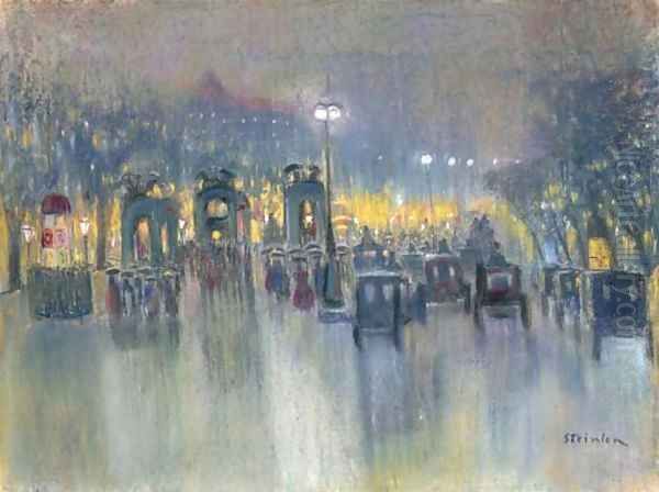 Fete aux Champs sous la pluie Oil Painting by Theophile Alexandre Steinlen