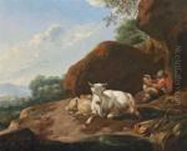 Idilio Pastorale Nella Campagna Romana Oil Painting by Johan Heinrich Roos