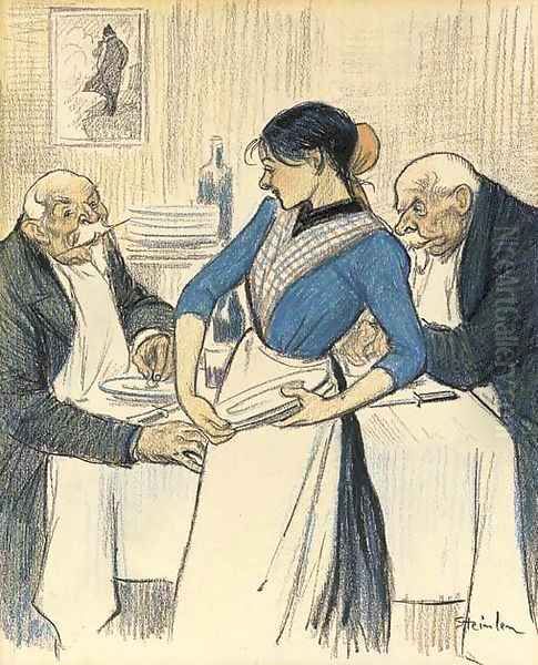 Bon appetit Oil Painting by Theophile Alexandre Steinlen