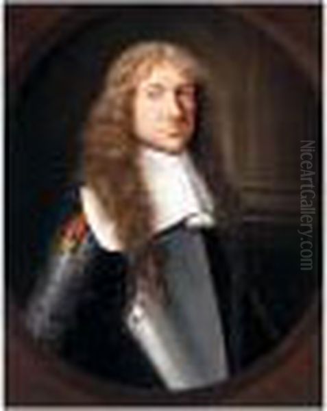 Portrait Of A Man, Half-length, Wearing Armour Oil Painting by Johan Heinrich Roos