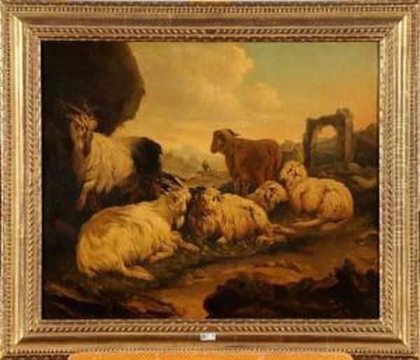 Chevres Et Moutons Dans Des Ruines Oil Painting by Philipp Peter Roos