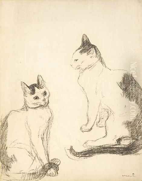 Les deux chats Oil Painting by Theophile Alexandre Steinlen