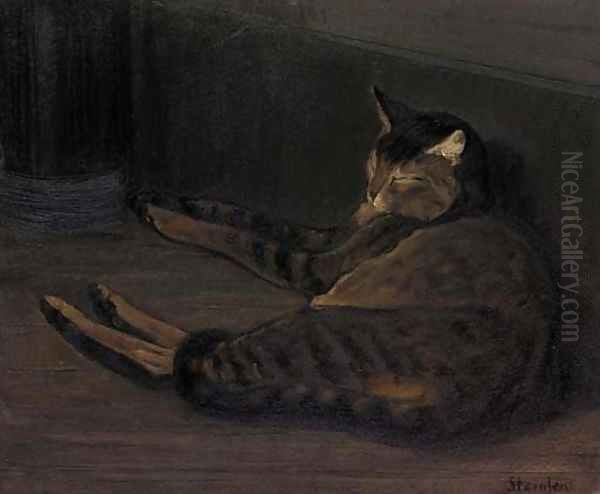 Chat dormant Oil Painting by Theophile Alexandre Steinlen