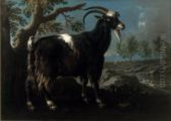 A Mountain Goat In A Landscape Oil Painting by Philipp Peter Roos