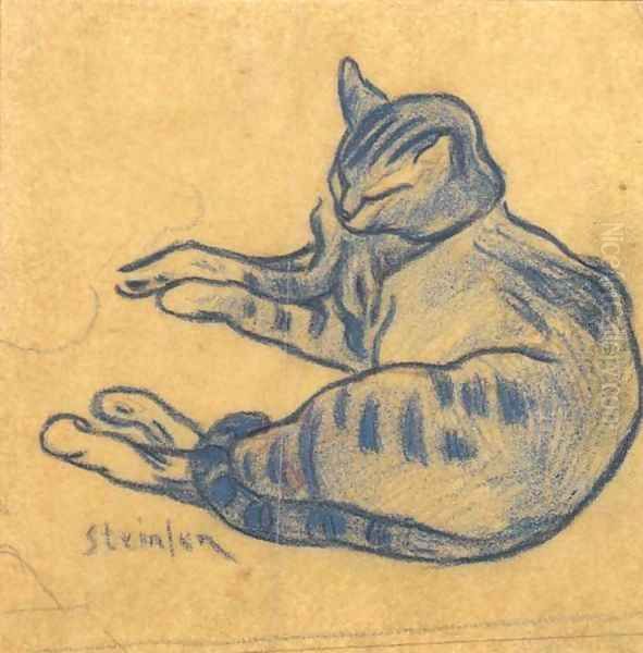 The blue cat Oil Painting by Theophile Alexandre Steinlen