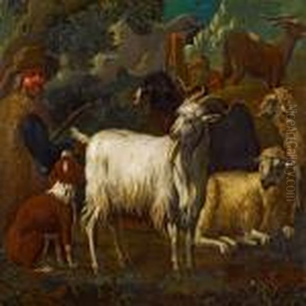 Sheppard With His Herd Oil Painting by Philipp Peter Roos