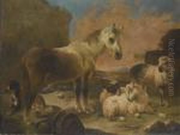 Cavallo E Armenti Oil Painting by Philipp Peter Roos