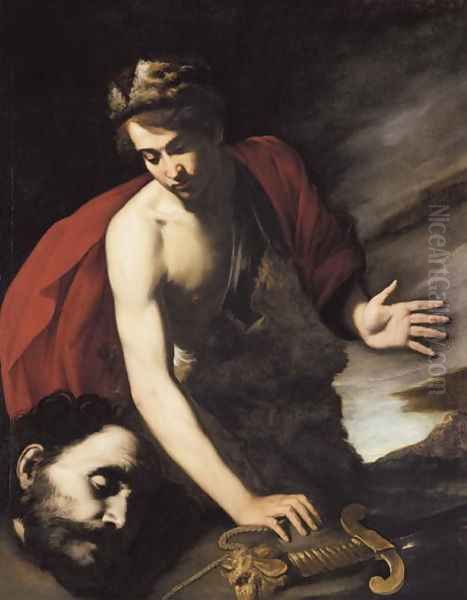 David with the Head of Goliath, c.1630 Oil Painting by Massimo Stanzione