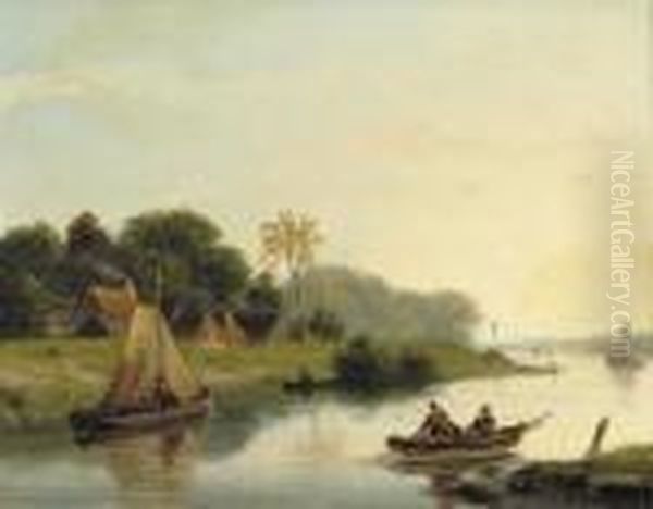 Hauling In The Nets Oil Painting by Nicholas Jan Roosenboom