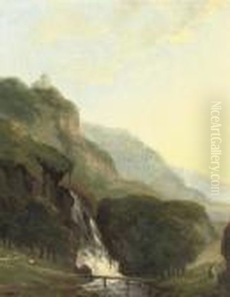 The Waterfall Oil Painting by Nicholas Jan Roosenboom