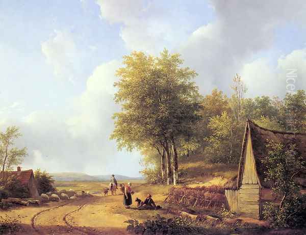 The Country Road Oil Painting by Andreas Schelfhout