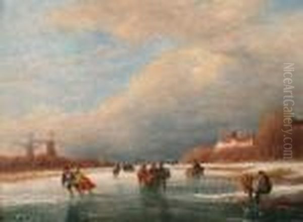 Winter Leisure Oil Painting by Nicholas Jan Roosenboom