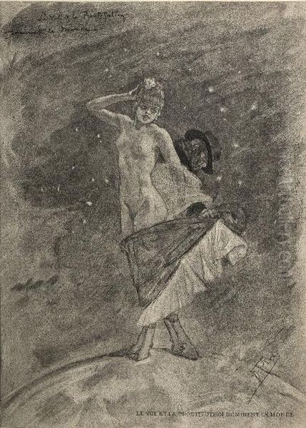 Le Vol Et La Prostitution Dominant Le Monde Oil Painting by Felicien Rops