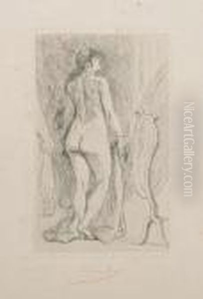 'la Femme A La Fourrure Debout' Oil Painting by Felicien Rops