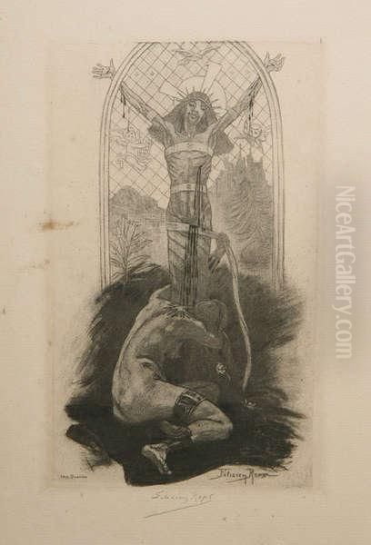 'l'amante Du Christ' Oil Painting by Felicien Rops