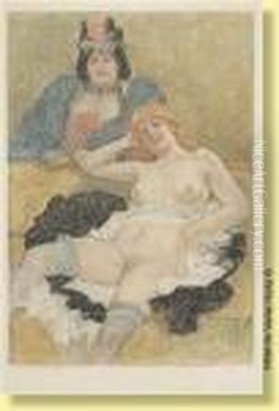 Les Deux Amies Oil Painting by Felicien Rops