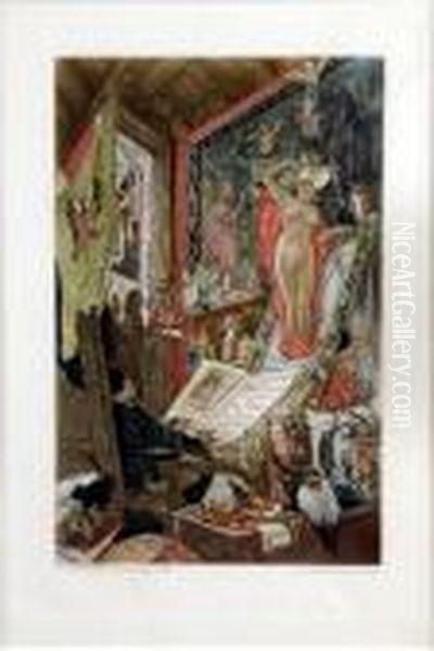 [l'incantation] Oil Painting by Felicien Rops