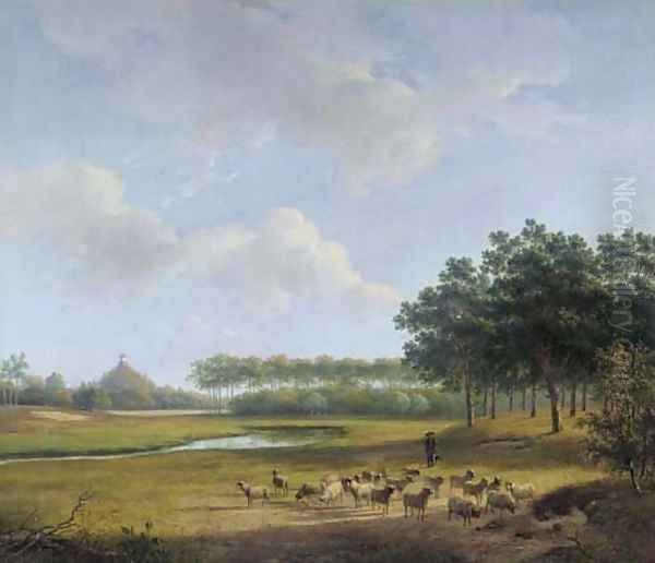 The Estate Raephorst in Wassenaar, with the Seringenberg in the distance Oil Painting by Andreas Schelfhout