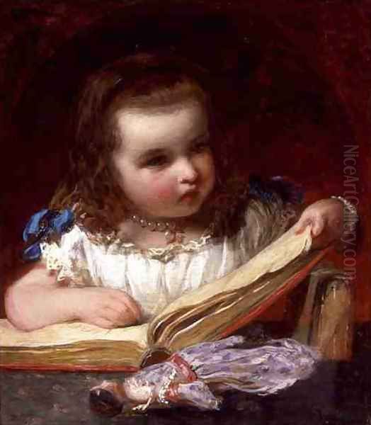 A Girl Reading Oil Painting by James Sant