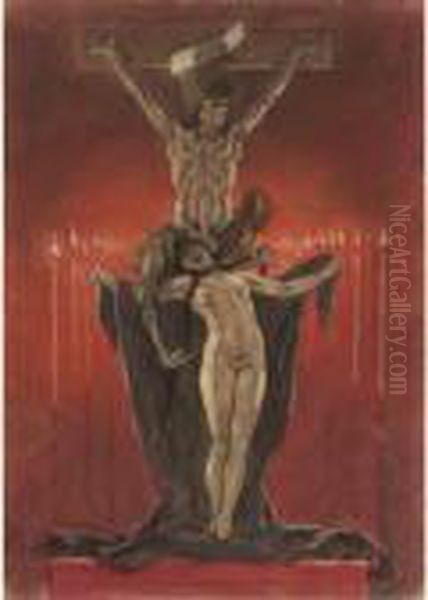 Le Calvair (les Sataniques) Oil Painting by Felicien Rops