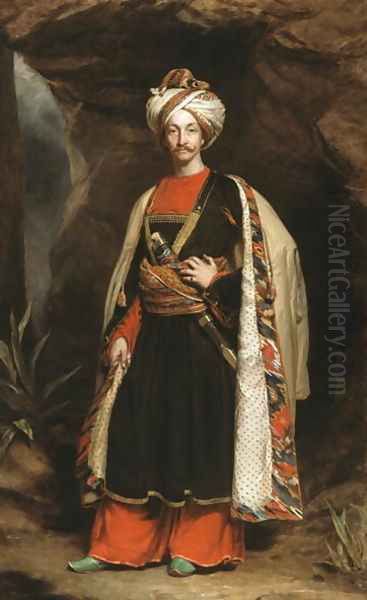 Captain Colin Mackenzie 1806-81 in his Afghan dress, c.1842 Oil Painting by James Sant