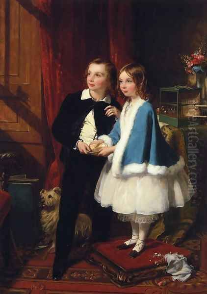 Lord Almeric Athelstan Spencer-Churchill and Lady Clementina Spencer-Churchill, the Children of George Spencer-Churchill, 6th Duke of Marlborough, and His Second Wife, Charlotte Augusta Oil Painting by James Sant