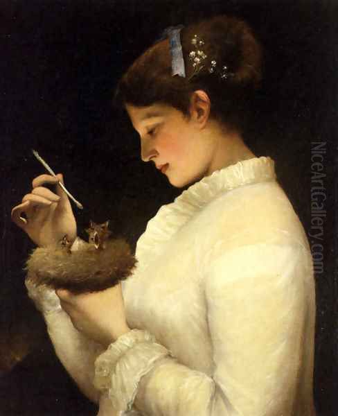 Feeding The Chicks Oil Painting by James Sant