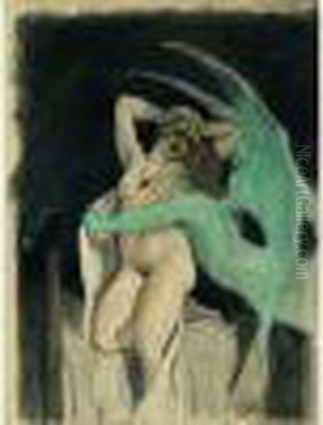 La Tentation Oil Painting by Felicien Rops