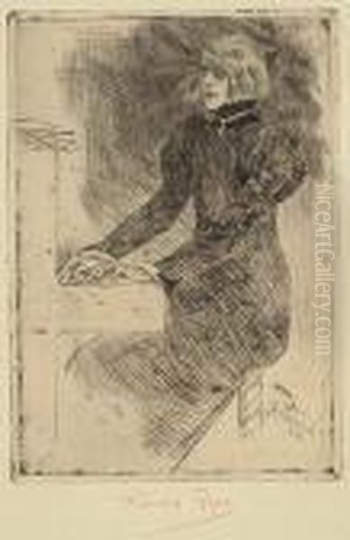 Un Pianist Shaker Oil Painting by Felicien Rops