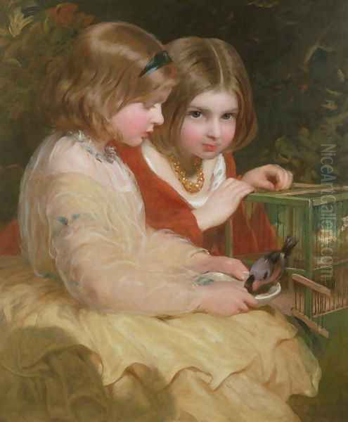 The Pet Bullfinch Oil Painting by James Sant