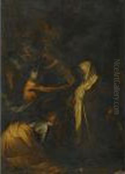 Saul And The Witch Of Endor Oil Painting by Salvator Rosa