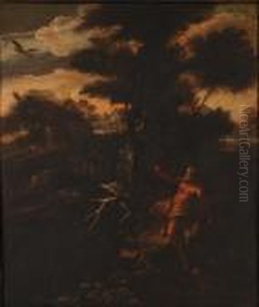 Figura In Un Paesaggio Oil Painting by Salvator Rosa