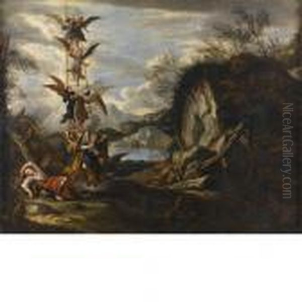 La Scala Di Giacobbe Oil Painting by Salvator Rosa