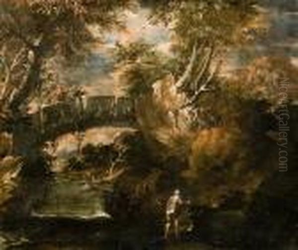 Paesaggio Boschivo Oil Painting by Salvator Rosa