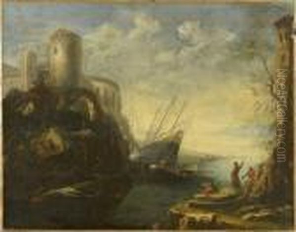 Pecheurs Sur Le Rivage Oil Painting by Salvator Rosa