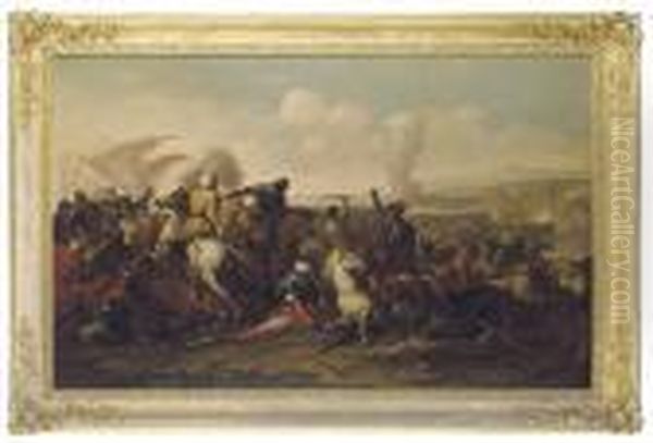 A Cavalry Skirmish Oil Painting by Salvator Rosa